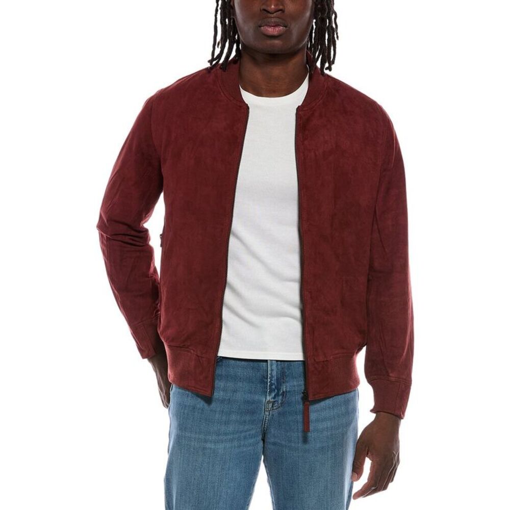 Blank Nyc Mens Suede Bomber Jacket, Red